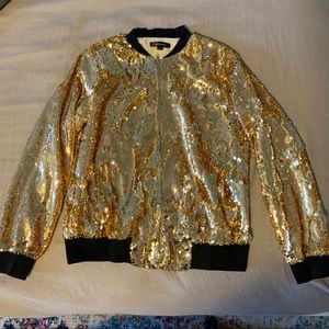 Sequin Bomber Jacket - Gold and Silver